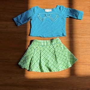 American Girl Beforever top and plaid skirt set for girls.